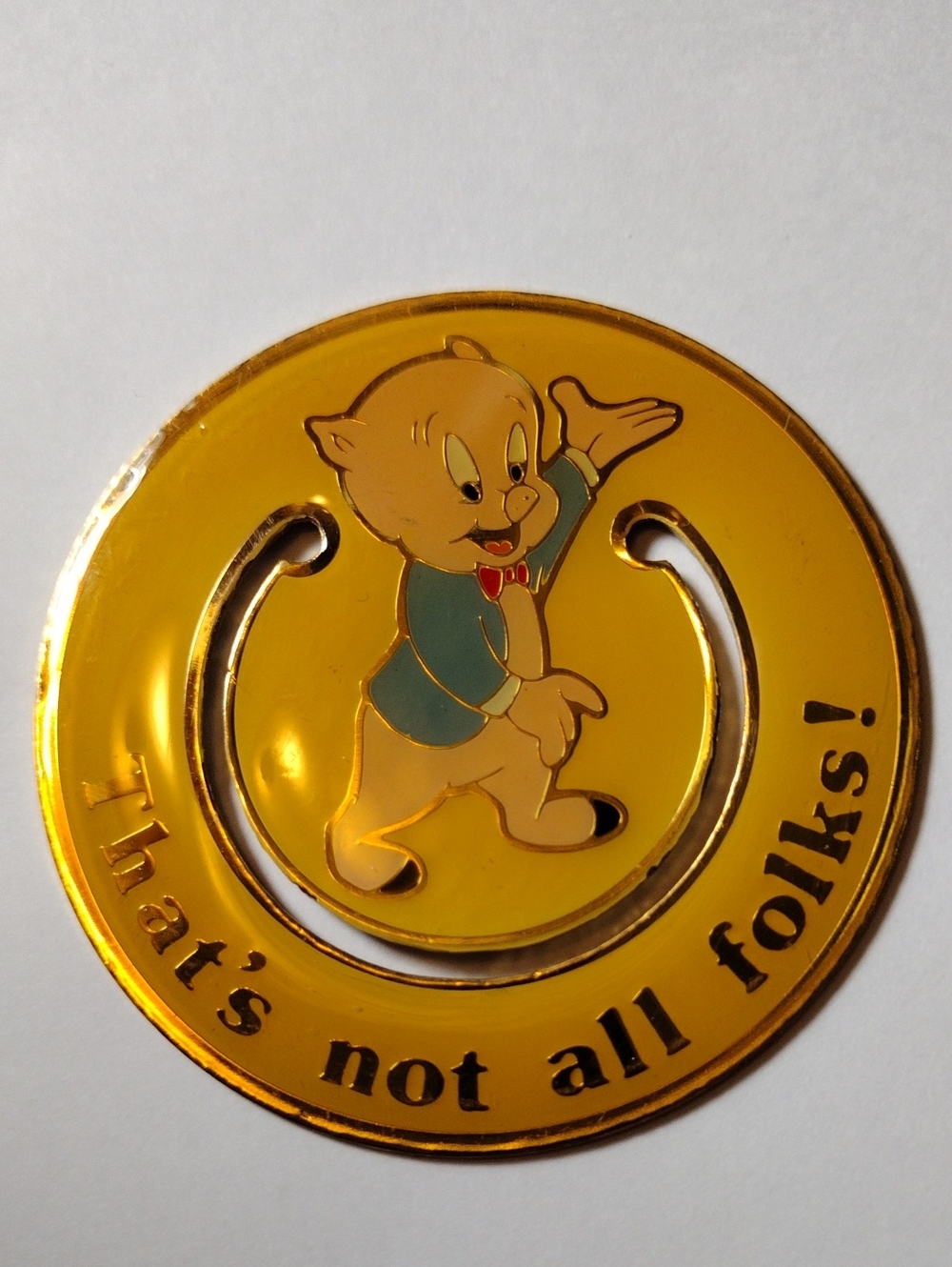 Vintage Looney Tunes Porky Pig Metal And Enamel Bookmark